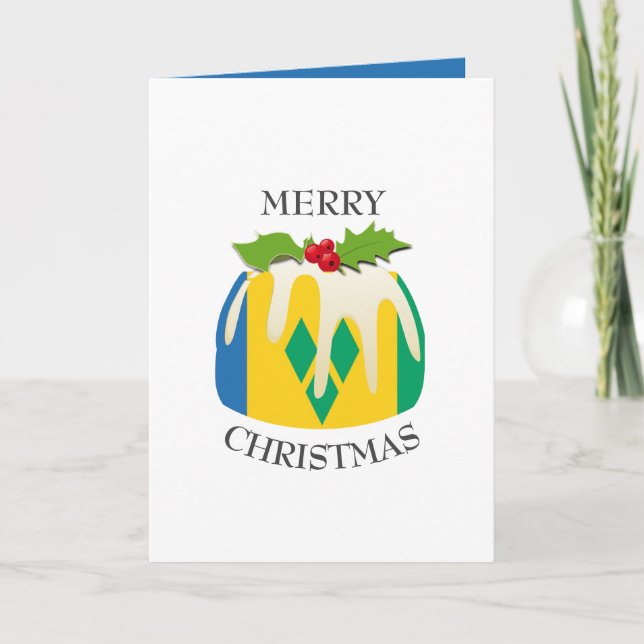 ST VINCENT FLAG | Christmas Pudding | Festive Holiday Card (Front)
