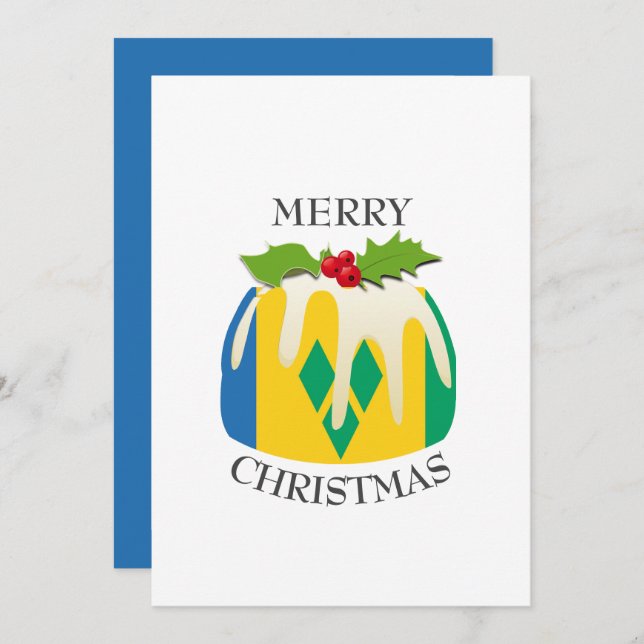 ST VINCENT FLAG | Christmas Pudding | Festive Holiday Card (Front/Back)