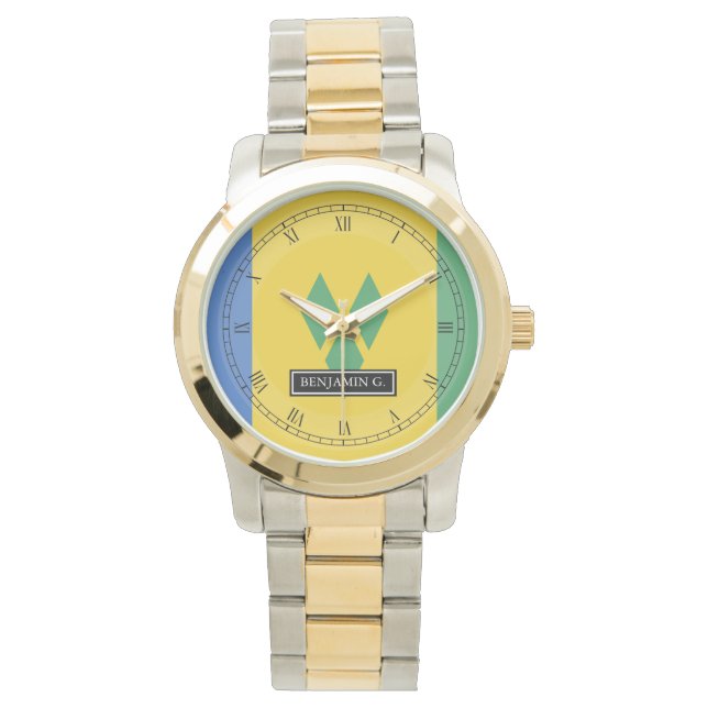 ST. Vincent Flag Custom Name Watch (Front)