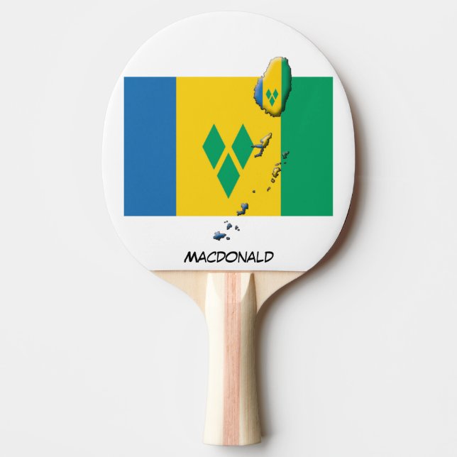 ST VINCENT FLAG & MAP Personalised Ping Pong Paddle (Front)