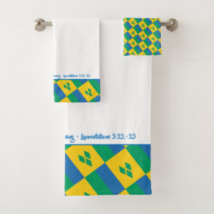 ST VINCENT FLAG Personalised Scripture Christian Bath Towel Set