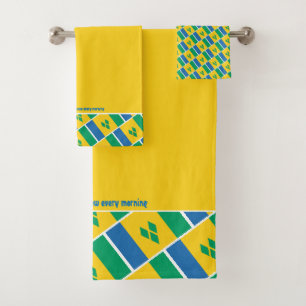 ST VINCENT FLAG Personalised Scripture YELLOW Bath Towel Set
