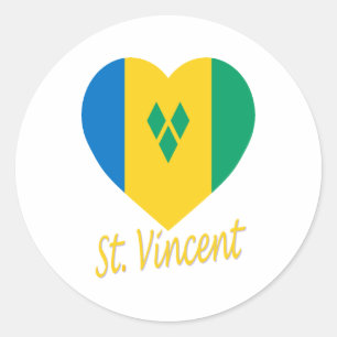St Vincent / Grenadines Flag Heart Classic Round Sticker