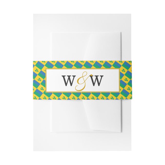 ST VINCENT Monogram Wedding Celebration Invitation Belly Band (Front Example)