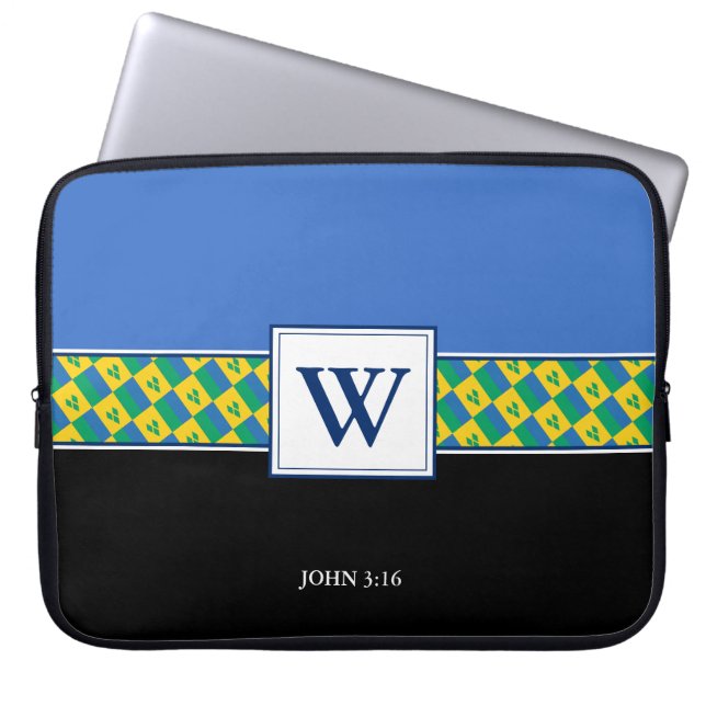 ST VINCENT SVG Monogram Christian Bible Laptop Laptop Sleeve (Front)