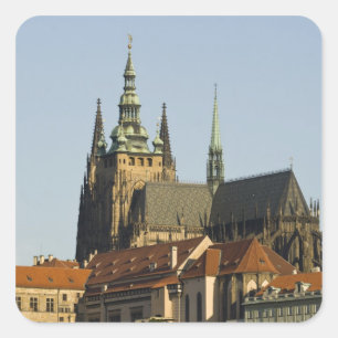 St. Vitus Cathedral and Prague Castle, one of Square Sticker
