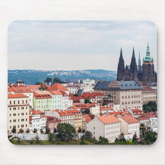 St. Vitus Cathedral and Prague Cityscape - Czech R Mouse Pad (Front)