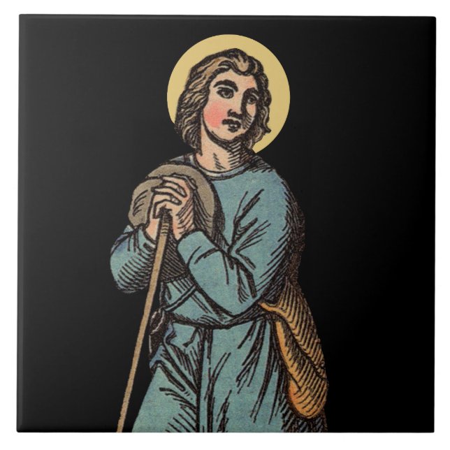 St. Wendelin Herding Sheep Ceramic Tile (Front)
