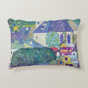 St. Wolfgang Church by Gustav Klimt, Victorian Art Decorative Cushion