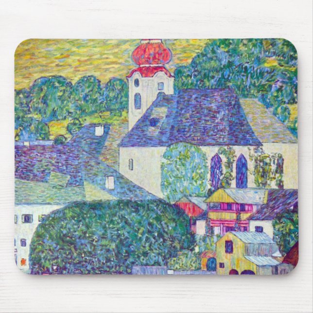 St. Wolfgang Church by Gustav Klimt, Victorian Art Mouse Pad (Front)