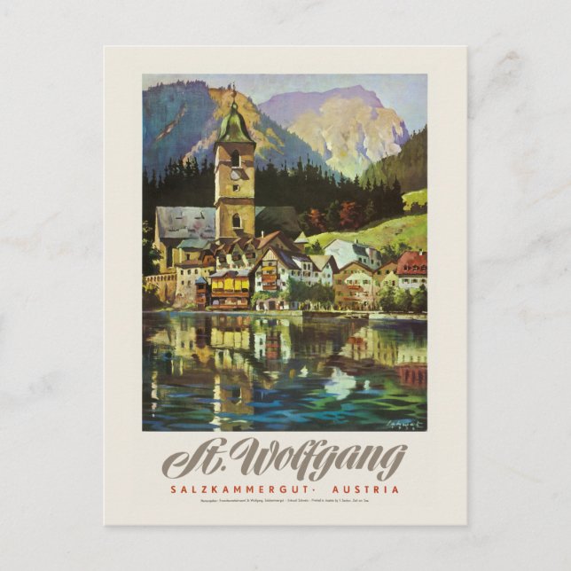 St. Wolfgang Salzkammergut Vintage Poster 1936 Postcard (Front)