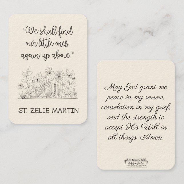 St. Zelie Martin Consolation Miscarriage Holy Card (Front/Back)