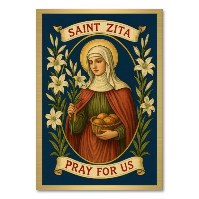 St. Zita Catholic Wedding Table Card (Front)