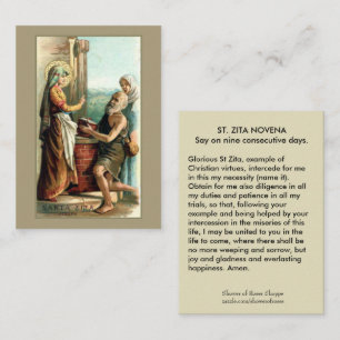St. Zita Virgin Novena Prayer Holy Card