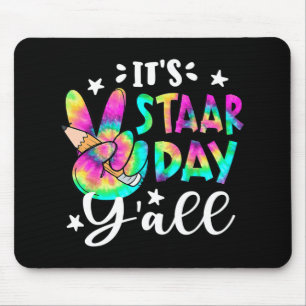 Staar Day Yall Tie Dye Peace Sign Teacher Testing Mouse Pad