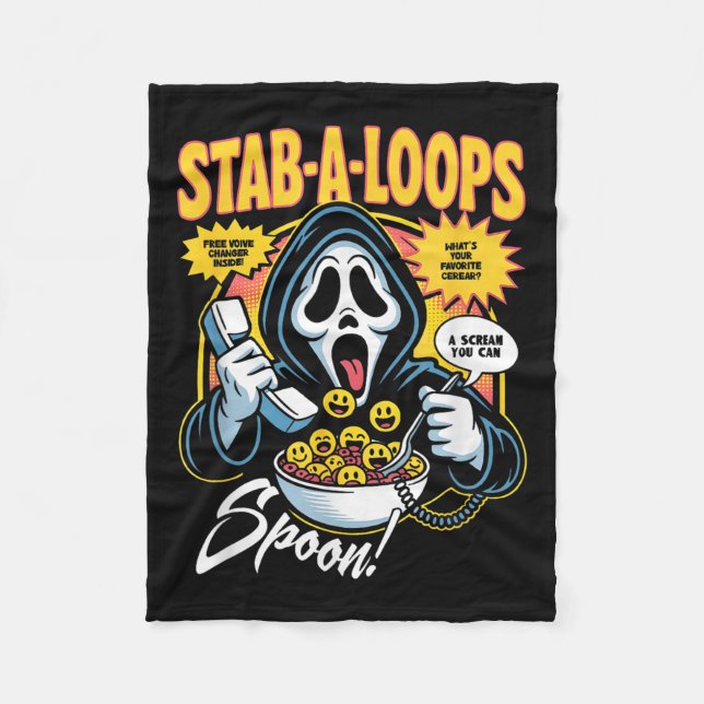 Stab-a-loops Horror Cereal Box Halloween  Fleece Blanket (Front)
