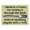 Stabbing Anyone With A Fork Funny Poster Sign