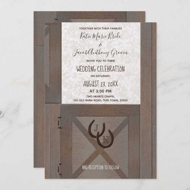 Stable Doors Barn Wedding Invitation (Front/Back)