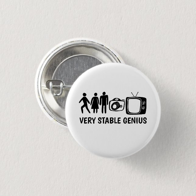 STABLE GENIUS Person Woman Man Camera TV 3 Cm Round Badge (Front & Back)