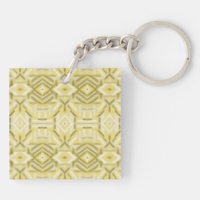 Staccato Yellow Abstract Soft Pastel Art Key Ring (Back)