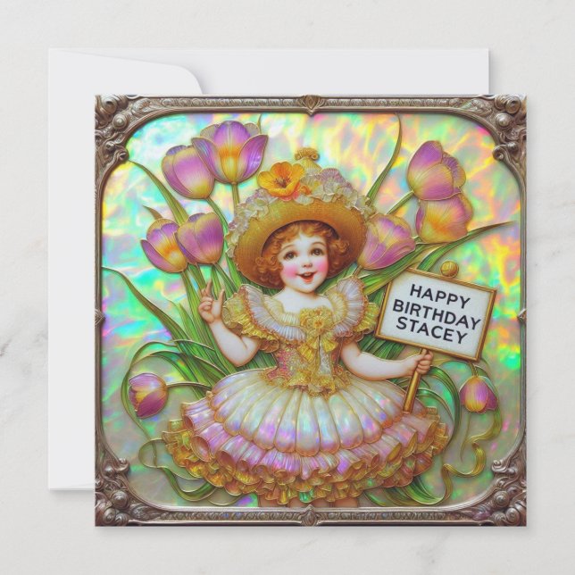 STACEY ~ Birthday Card ~ Sweet Flower Girl ~ (Front)