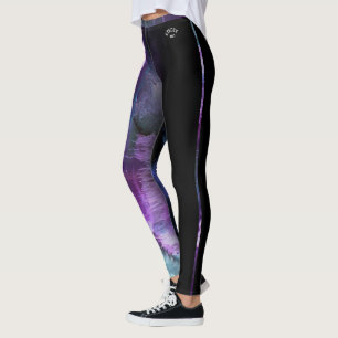 "Stacey" Purple Abstract with strip Leggings