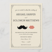 stache + kiss — Moustache & Lips Wedding Invitatio