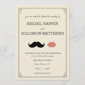 stache + kiss — Moustache & Lips Wedding Invitatio Invitation