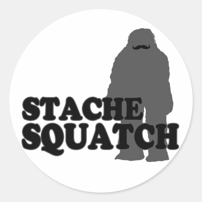 Stache Squatch Classic Round Sticker (Front)