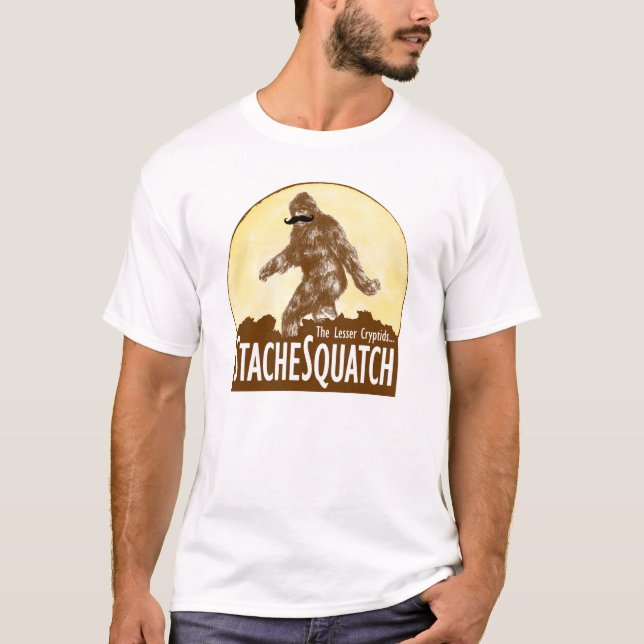 'STACHE SQUATCH The Lesser Cryptid - Funny Bigfoot T-Shirt (Front)