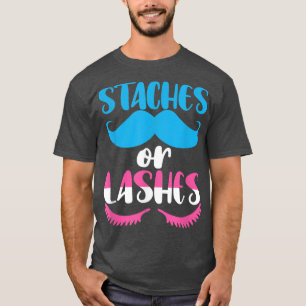 Staches Or Lashes Cute Gender Reveal  Funny Baby S T-Shirt