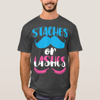 Staches Or Lashes Cute Gender Reveal  Funny Baby S T-Shirt
