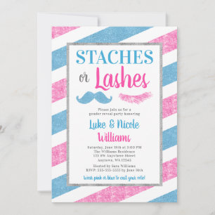 Staches or Lashes Gender Reveal Party Baby Shower Invitation