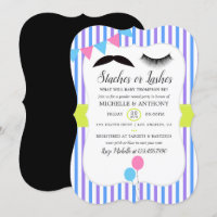 Staches or Lashes Gender Reveal Party Invitation