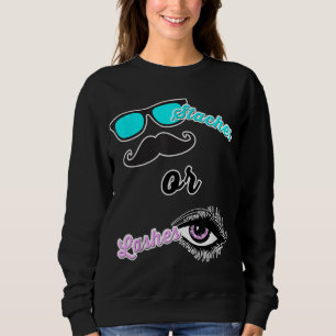 Staches or Lashes Mum Dad Gender Reveal Baby Showe Sweatshirt