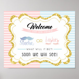 Staches or Lashes Welcome Sign Gender Reveal Party