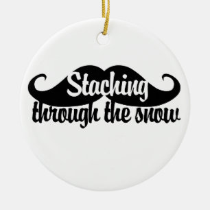 Staching through the Snow Ceramic Ornament