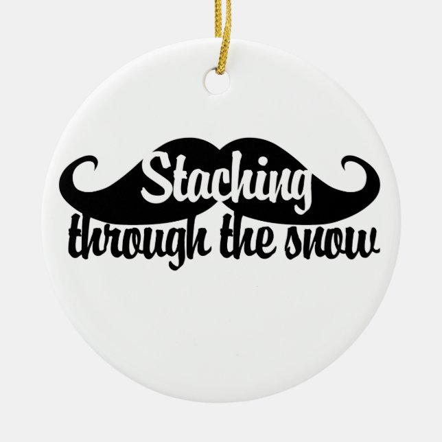 Staching through the Snow Ceramic Ornament (Front)