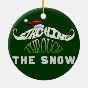 Staching Through the Snow Ceramic Tree Decoration