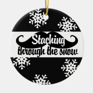 Staching through the snow ceramic tree decoration
