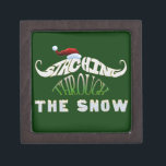 Staching Through the Snow Keepsake Box<br><div class="desc">Funny Moustache  Christmas parody - instead of Dashing through the Snow.. it's .. well you  know.. Staching through the Snow.. - the moustache is created using word art</div>
