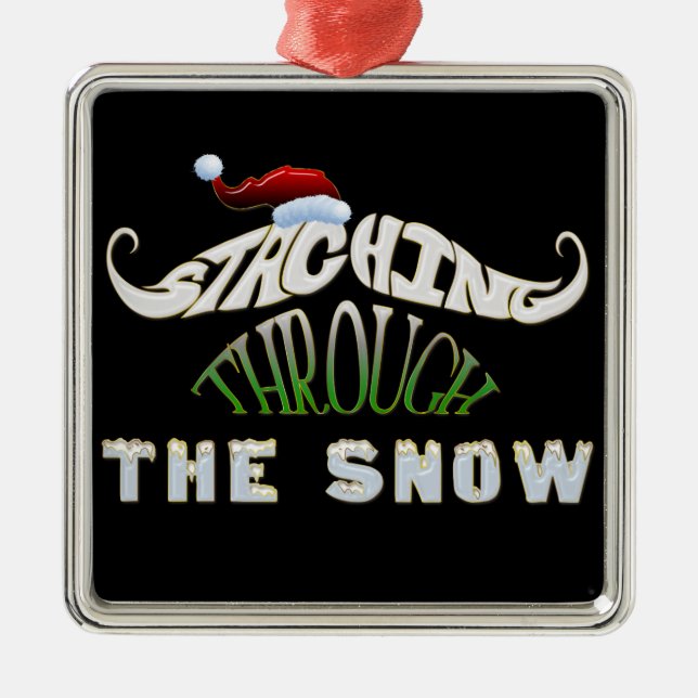 Staching Through the Snow Metal Tree Decoration (Front)