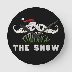 Staching Through the Snow Round Clock