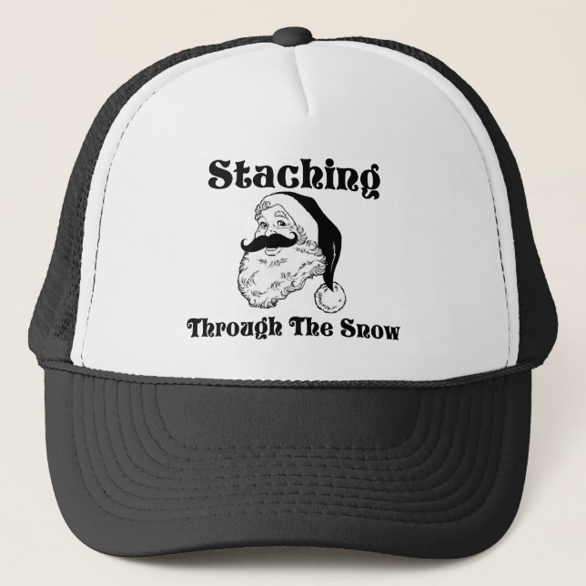 Staching Through The Snow Santa Trucker Hat (Front)