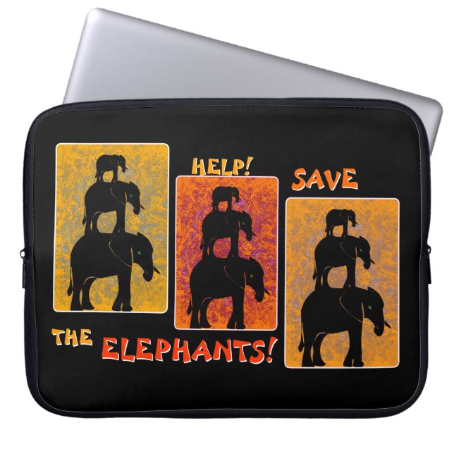Stack O'Elephants (Personalised Clip On) Laptop Sleeve (Front)