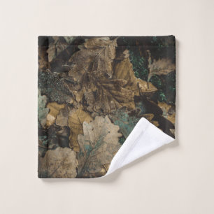 Stack of assorted leaves photo wash cloth
