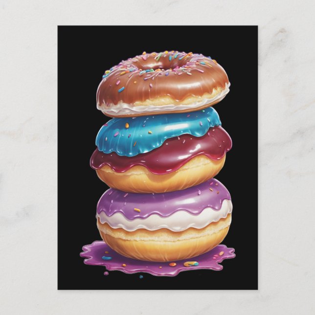 Stack of big doughnuts postcard (Front)