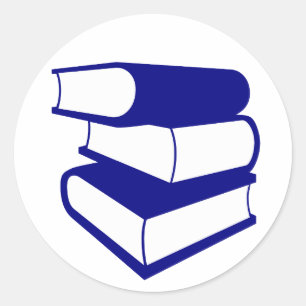 Stack Of Blue Books Classic Round Sticker
