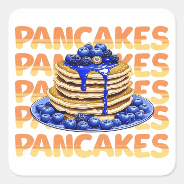 Stack of Blueberry Pancakes Square Sticker (Front)