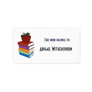 Stack of Books + Apple/This book belongs to: Label